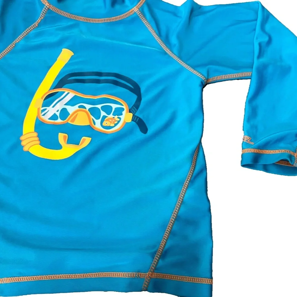 UV Skinz Boys Matching Snorkle Rash Guard Top, Fish Swim Trunks & Hat Size 7